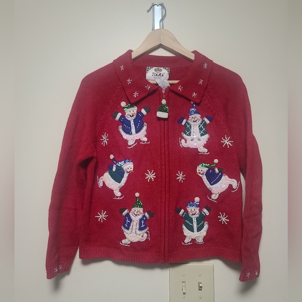 Tiara Petites Red Snowman Embellished Sweater – PS